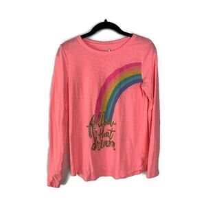SO Girls Size 16 Pink Rainbow Graphic Long Sleeve Tee